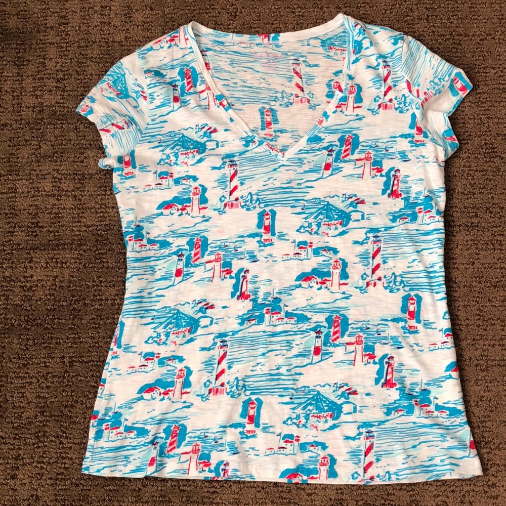 Lilly Pulitzer Lighthouse Print Shirt, size M